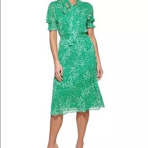 DKNY Printed Tie-Neck Midi Dress Apple Multi Size 2